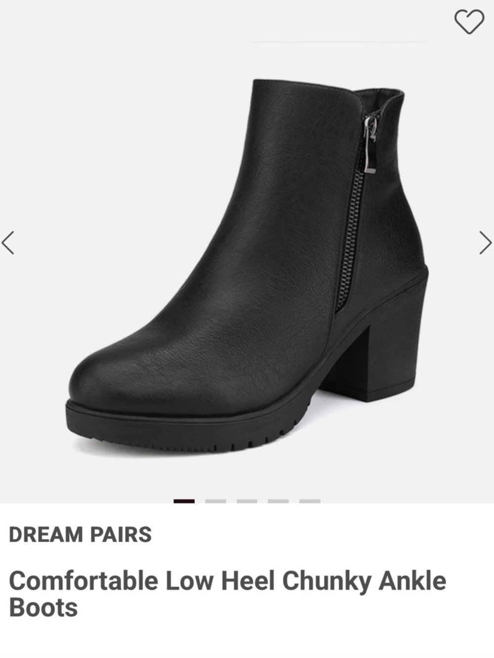 Dream Pairs Black Side-Zip Chunky Heel Ankle Boots size 8.5 New in the box